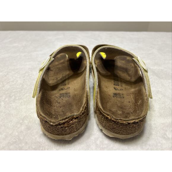 Birkenstock Gizeh Sandals Shoes Women’s Size 38 Size 8 Neon Leather Thong Slides - Picture 3 of 8